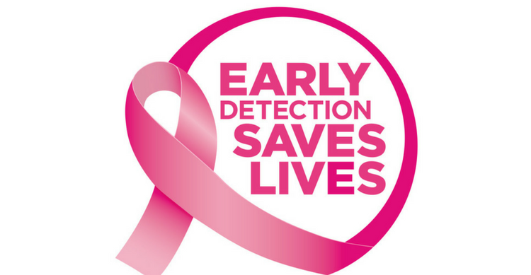 A Pink Cancer Ribbon Depicting Early Detection Saves Lives